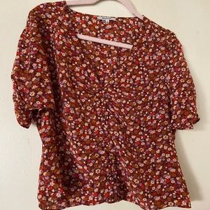 Madewell 100% Silk Blouse Floral Top